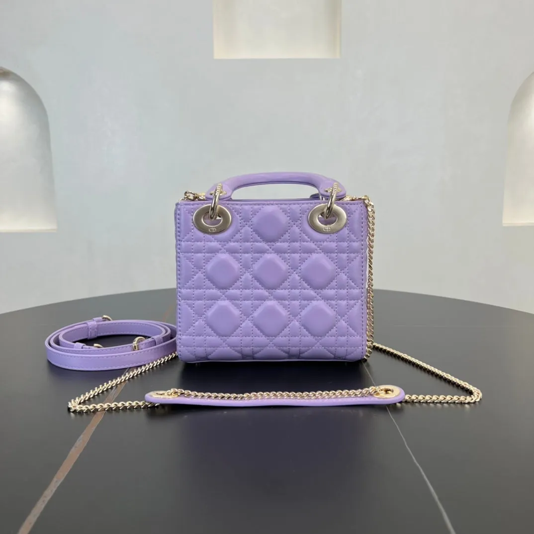 17CM Purple Princess 3-Grid Matte Shoulder Tote Bag 282257