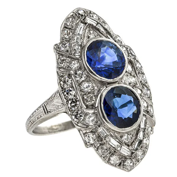Art Deco Sapphire & Diamond Dinner Ring