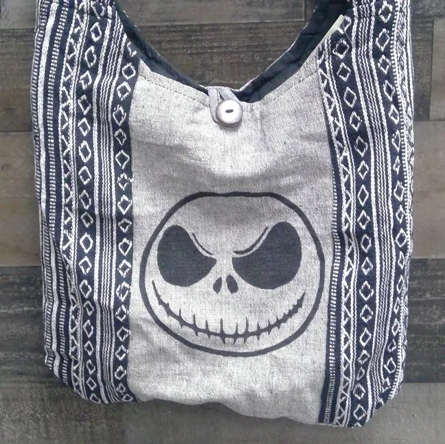 Bag - Cotton Crossbody Jack Skellington Face