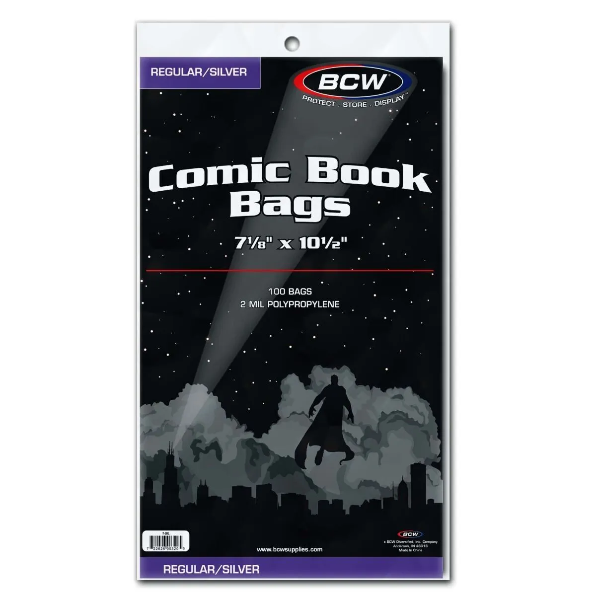 BCW Regular/Silver Comic Book Bags, 100 Bags per Pack