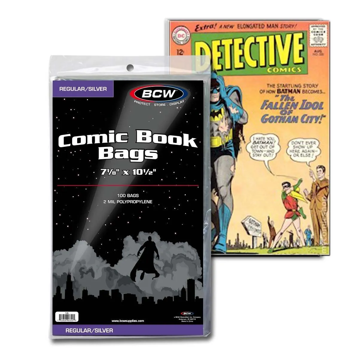 BCW Regular/Silver Comic Book Bags, 100 Bags per Pack