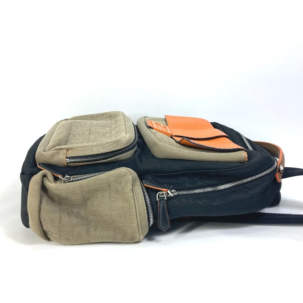 FENDI Backpack 7VZ048 Nylon / canvas black Backpack Zucca multi mens Used