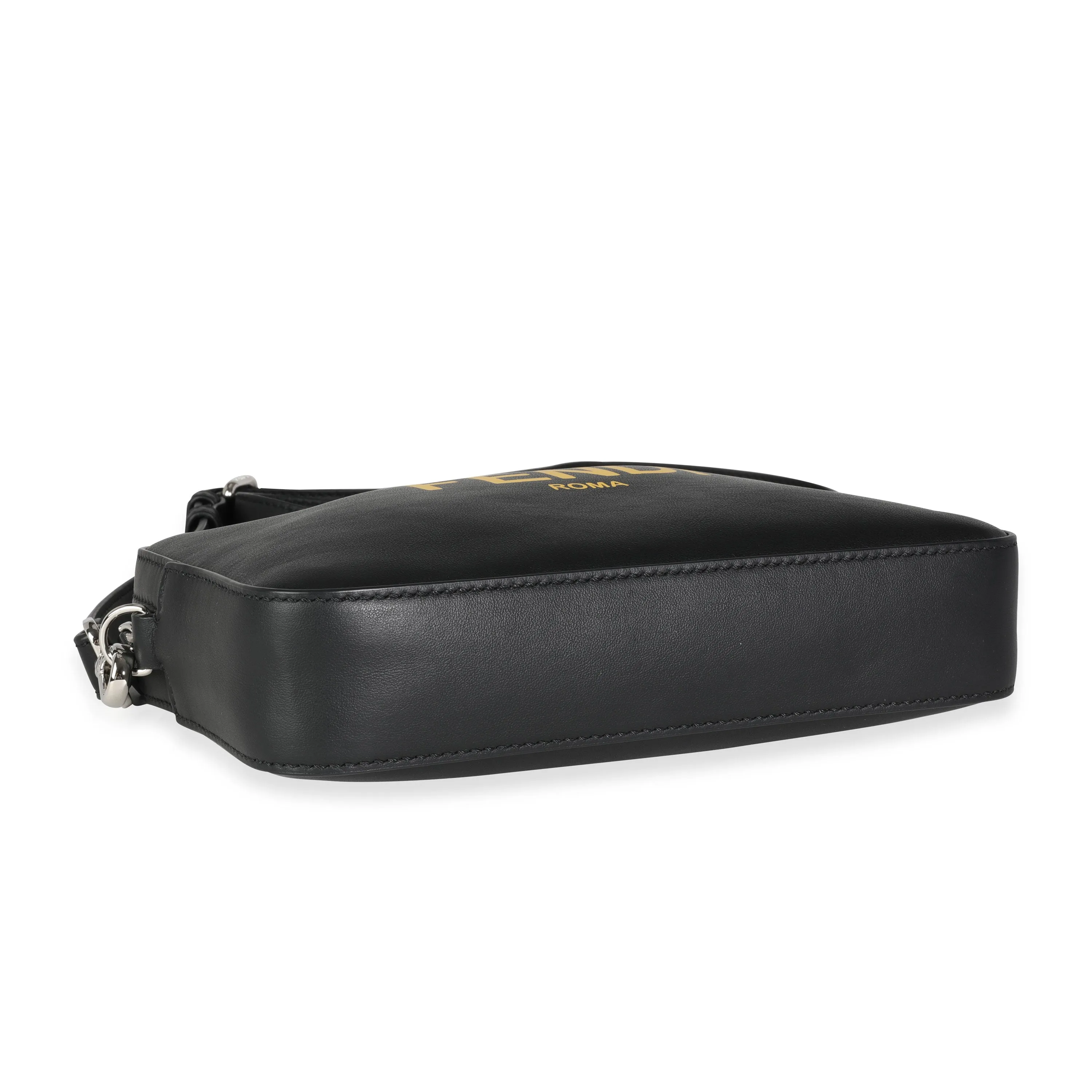 Fendi Black Calfskin & Sunflower Logo Mini Camera Bag