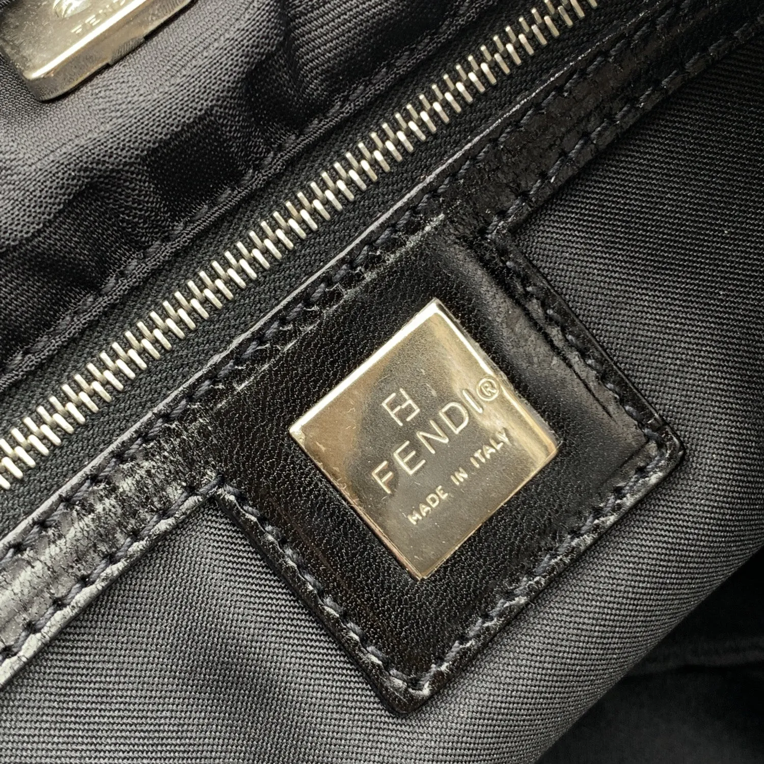 FENDI Black Monogram Canvas Cut Out Ff Logo Tote Bag