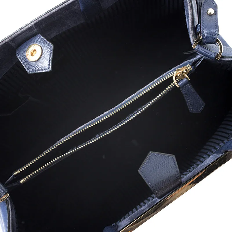 Fendi Blue Two Tone Leather Medium 2Jours Tote
