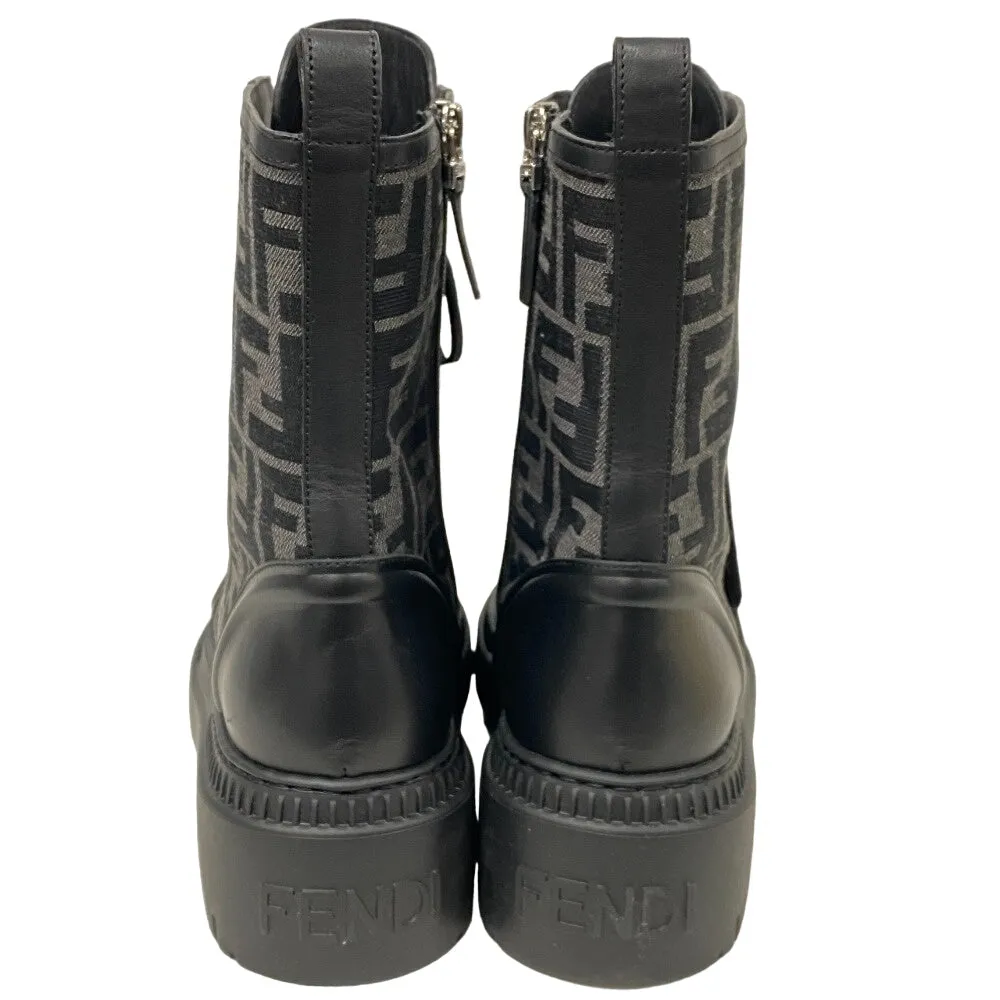 FENDI boots canvas black Short Boots Biker Boots Domino Women 38 Used