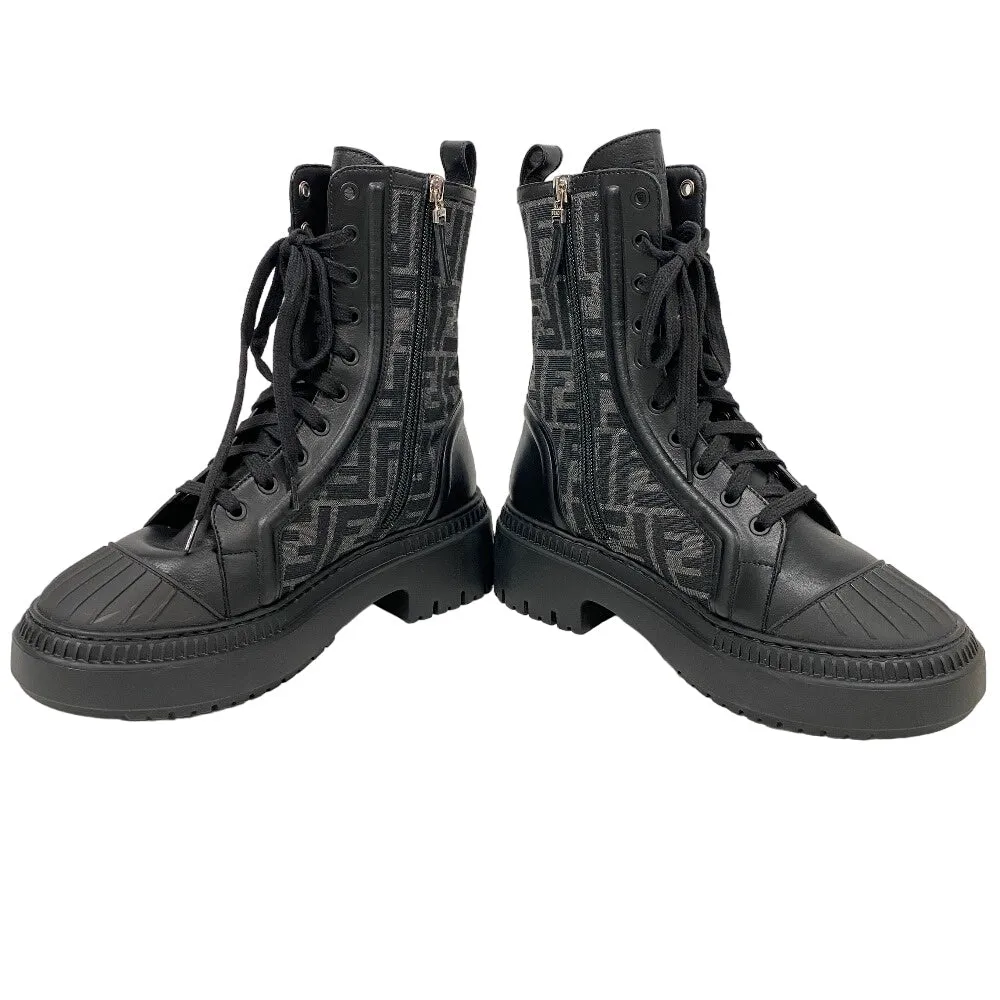 FENDI boots canvas black Short Boots Biker Boots Domino Women 38 Used