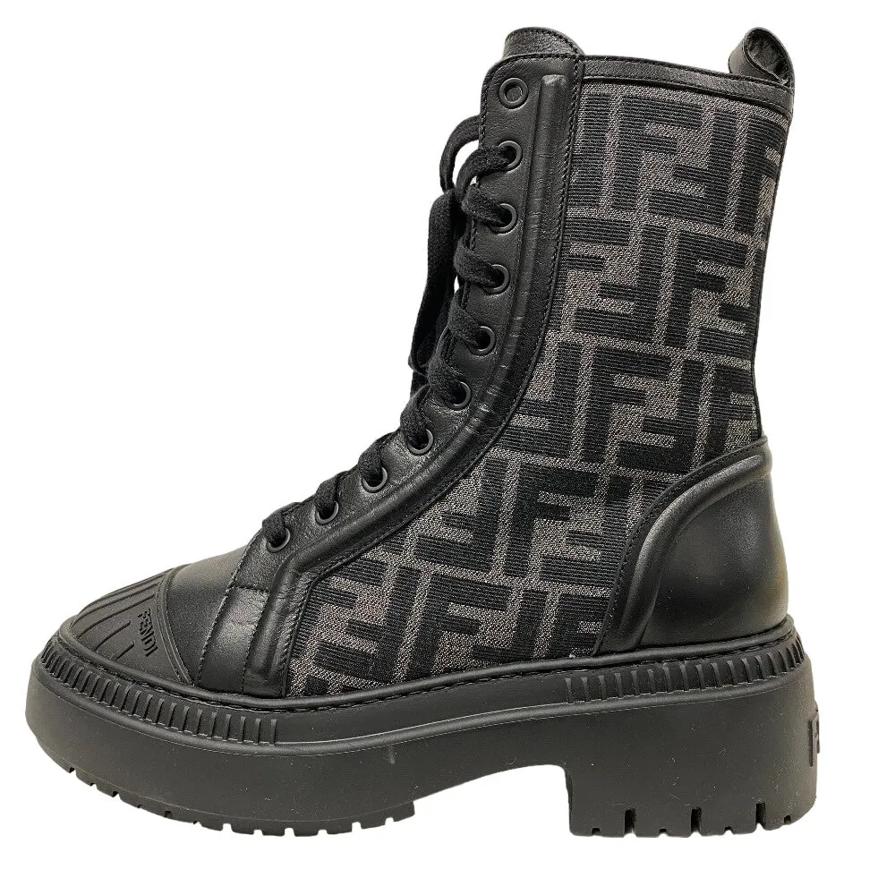 FENDI boots canvas black Short Boots Biker Boots Domino Women 38 Used