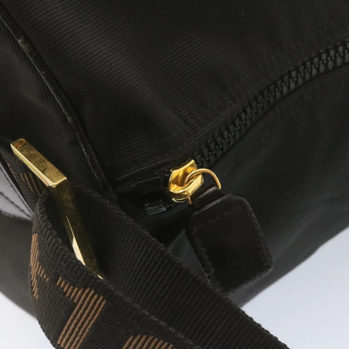 FENDI Boston Bag Nylon 2Way Black Auth am998g
