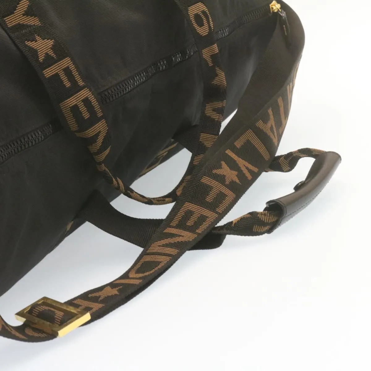 FENDI Boston Bag Nylon 2Way Black Auth am998g