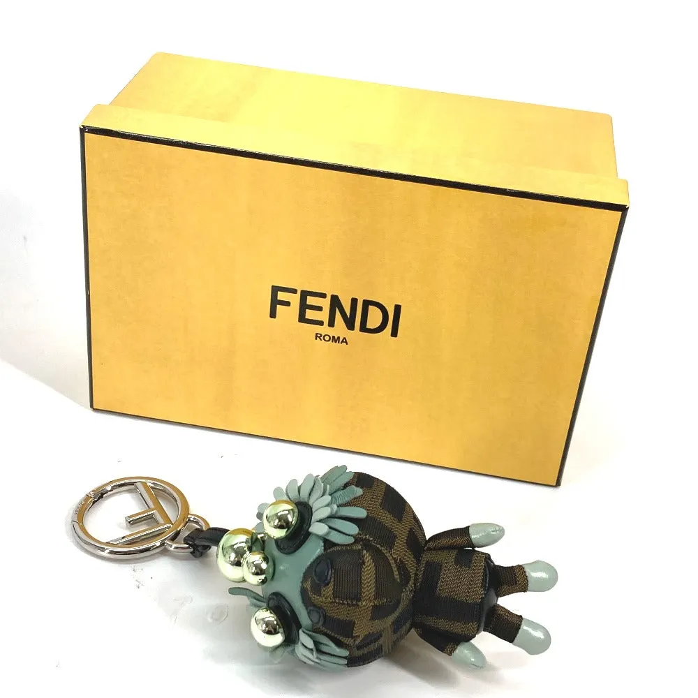 FENDI charm Canvas / leather Brown x Blue type Zucca Space monkey unisex(Unisex) Used