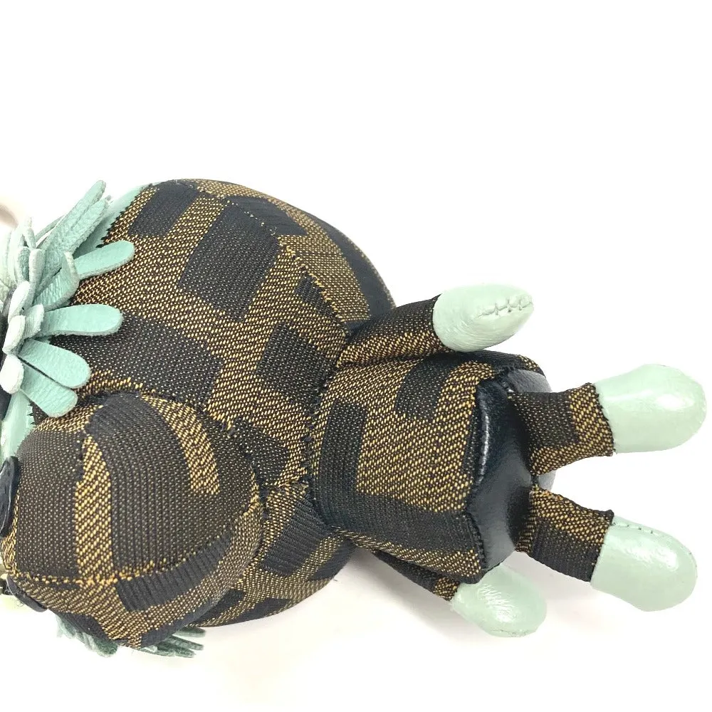 FENDI charm Canvas / leather Brown x Blue type Zucca Space monkey unisex(Unisex) Used