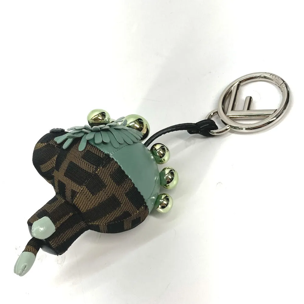 FENDI charm Canvas / leather Brown x Blue type Zucca Space monkey unisex(Unisex) Used