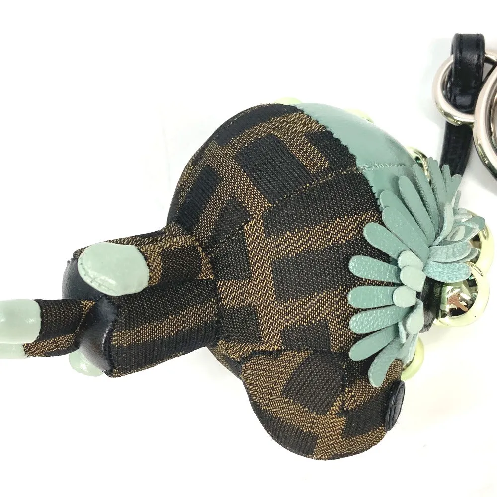 FENDI charm Canvas / leather Brown x Blue type Zucca Space monkey unisex(Unisex) Used