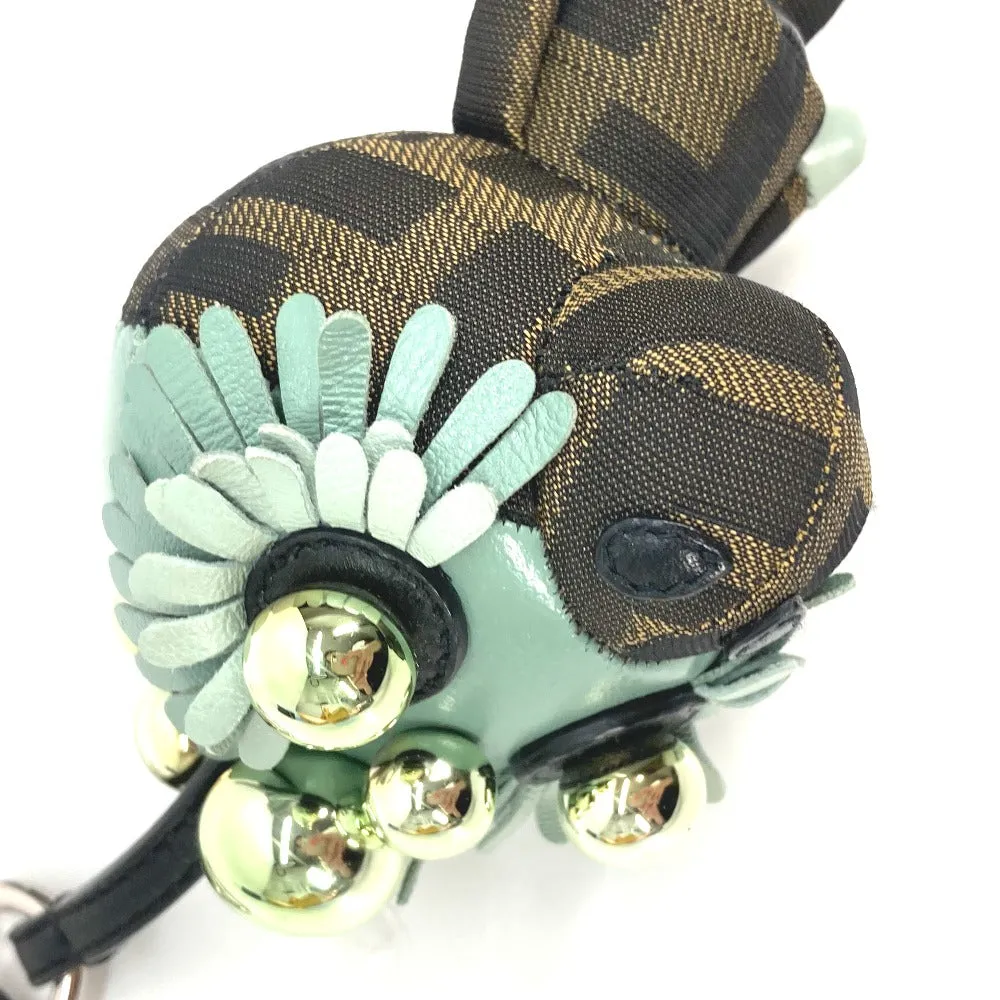 FENDI charm Canvas / leather Brown x Blue type Zucca Space monkey unisex(Unisex) Used
