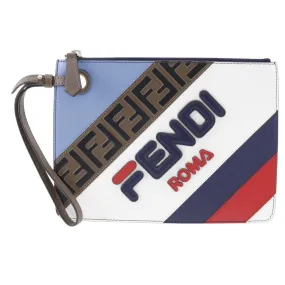 FENDI Clutch bag 8BS020 leather blue FILA collaboration Fendi Mania unisex(Unisex) Used