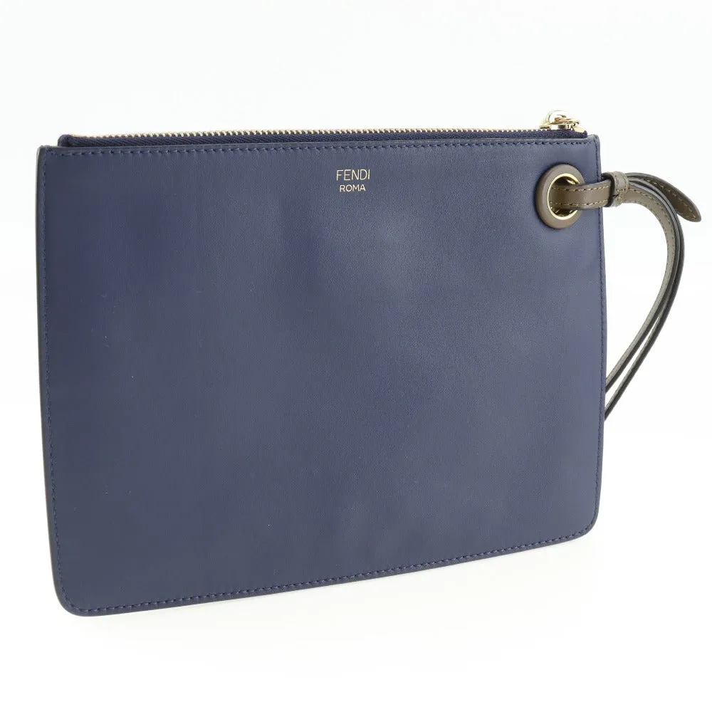 FENDI Clutch bag 8BS020 leather blue FILA collaboration Fendi Mania unisex(Unisex) Used