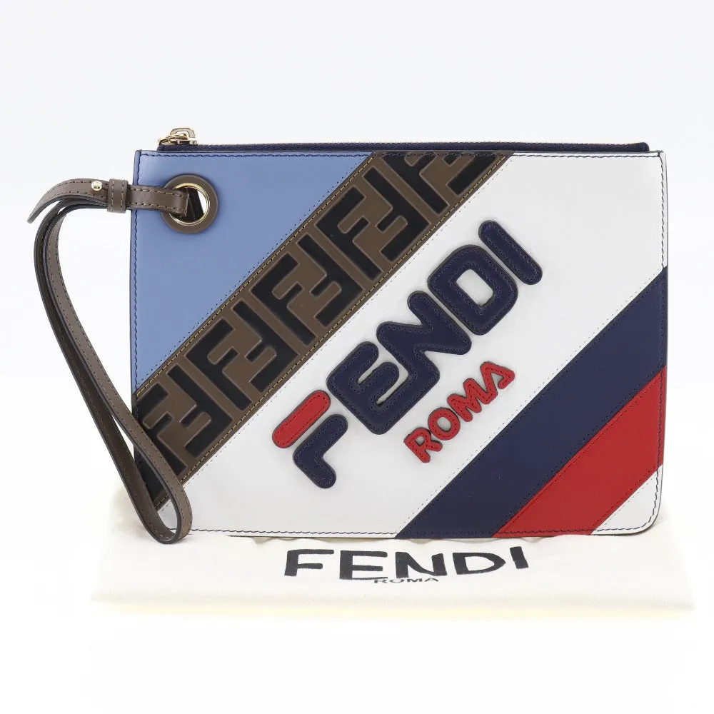 FENDI Clutch bag 8BS020 leather blue FILA collaboration Fendi Mania unisex(Unisex) Used