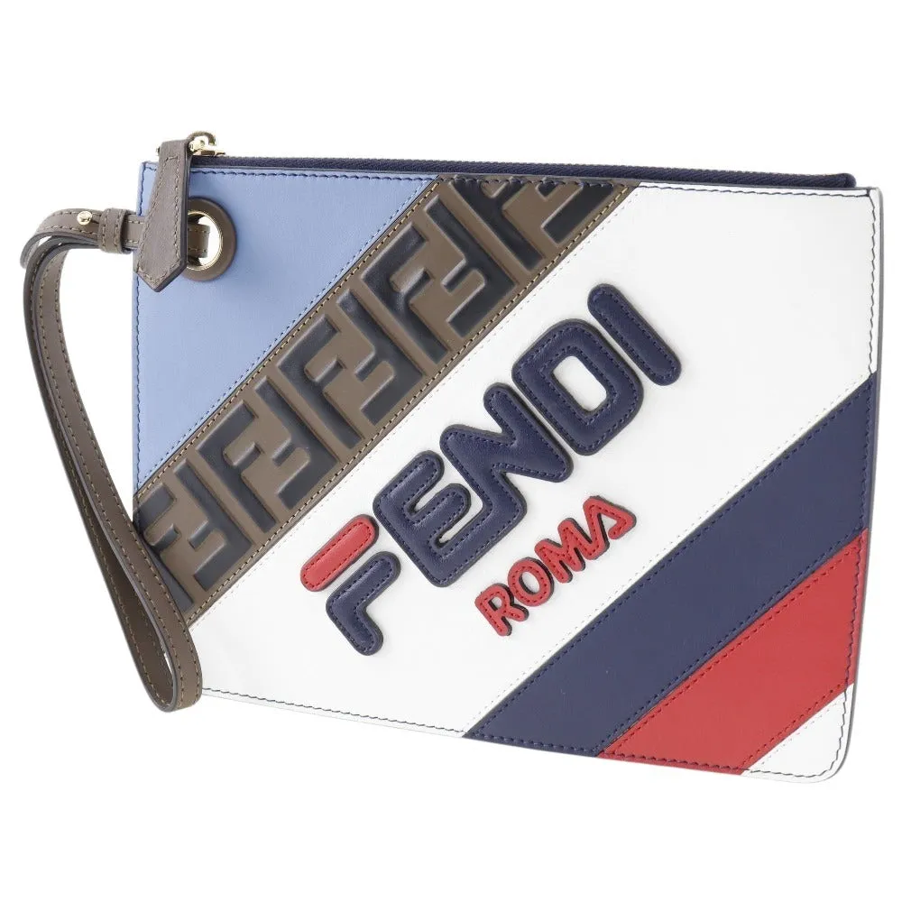 FENDI Clutch bag 8BS020 leather blue FILA collaboration Fendi Mania unisex(Unisex) Used