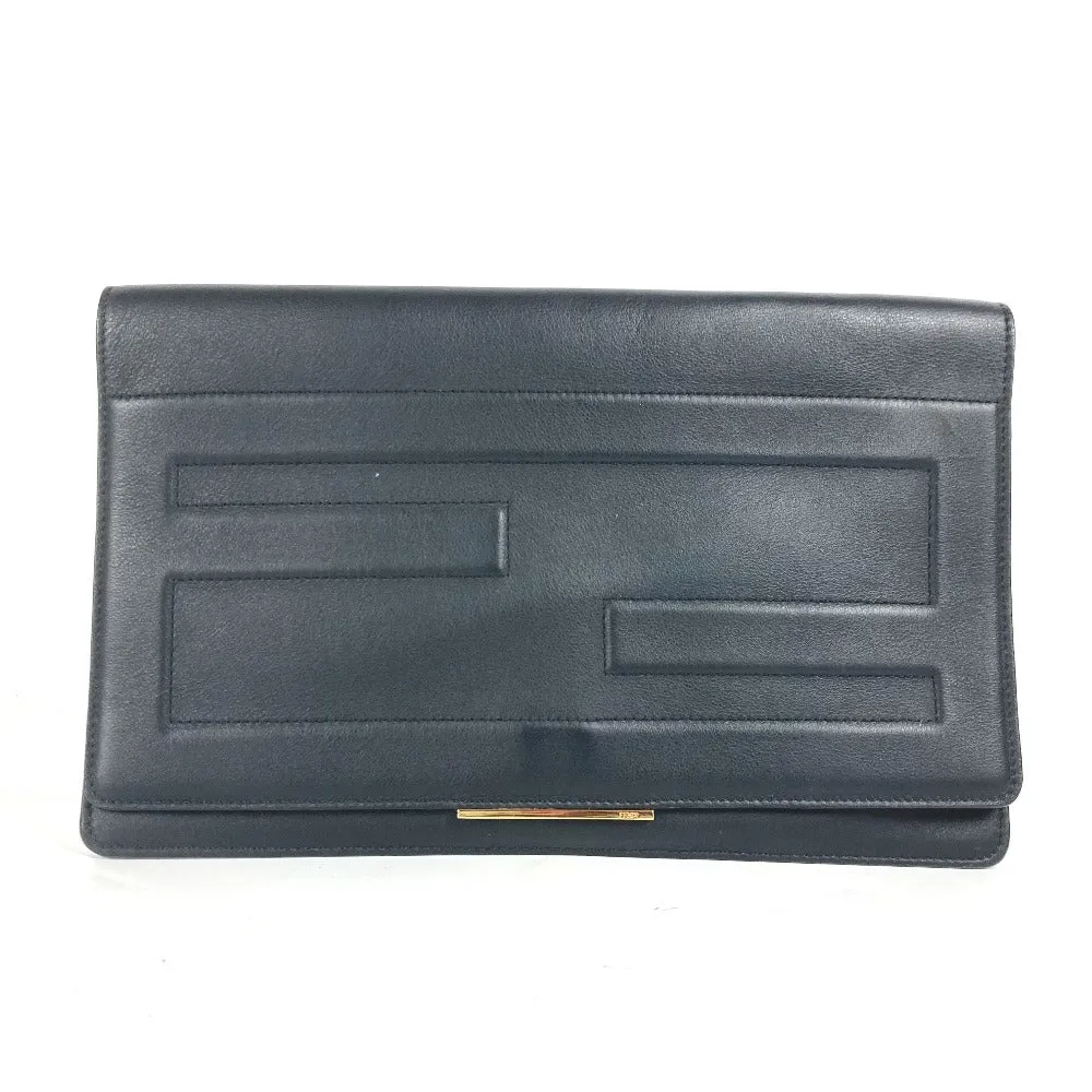 FENDI Clutch bag 8M0351 leather black FF logo mens Used