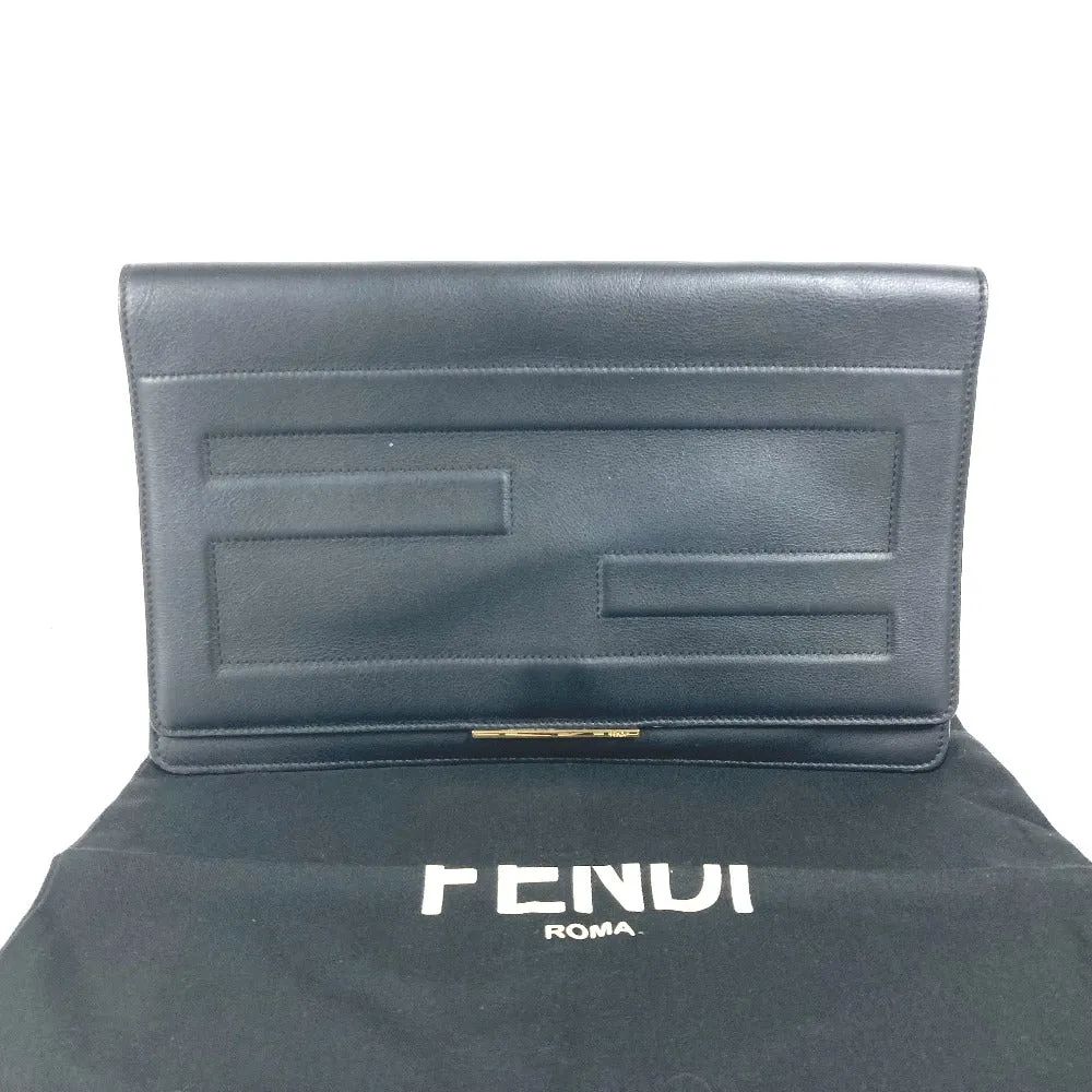 FENDI Clutch bag 8M0351 leather black FF logo mens Used