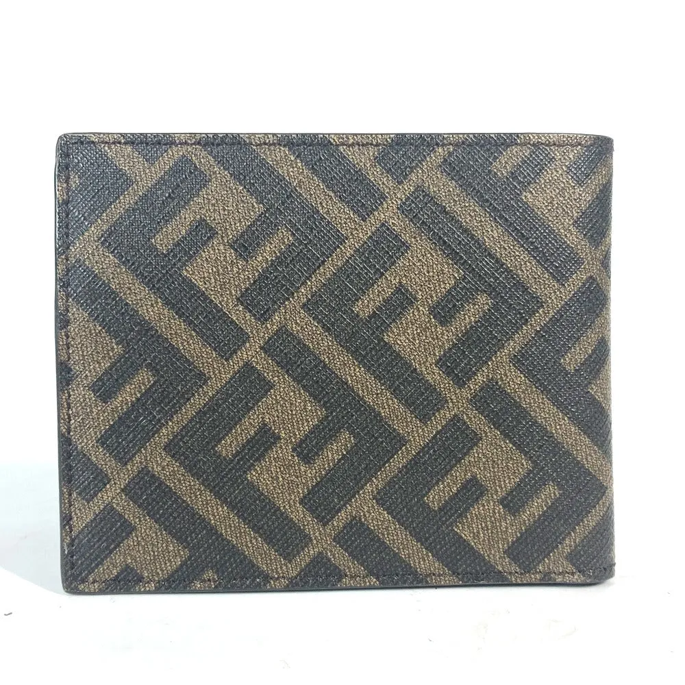 FENDI Folded wallet 7M0339 PVC / Leather Brown Zucca logo mens Used
