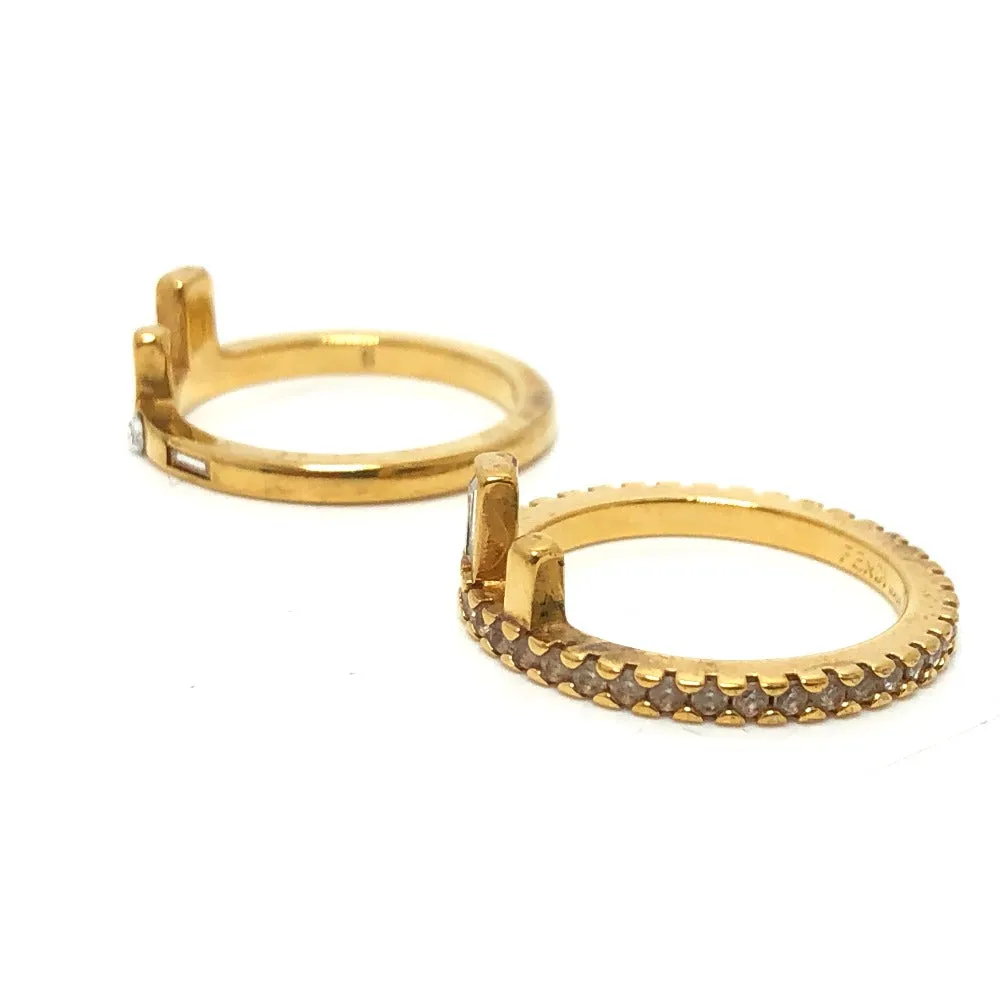 FENDI Ring 1A2522 metal gold Rhinestone