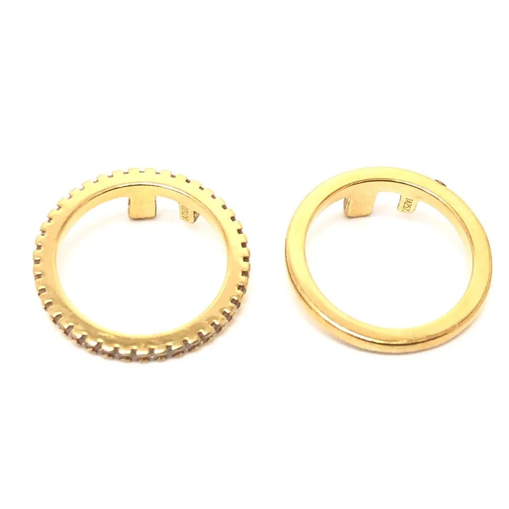 FENDI Ring 1A2522 metal gold Rhinestone