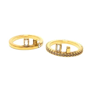 FENDI Ring 1A2522 metal gold Rhinestone