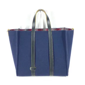 FENDI Tote Bag 7VA390 wool Navy Shoulder Tote mens Used
