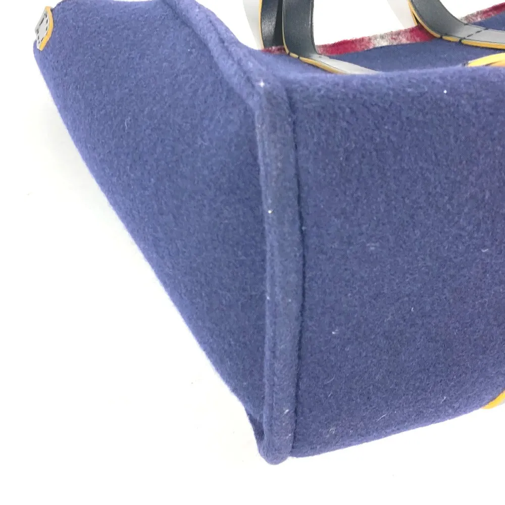 FENDI Tote Bag 7VA390 wool Navy Shoulder Tote mens Used
