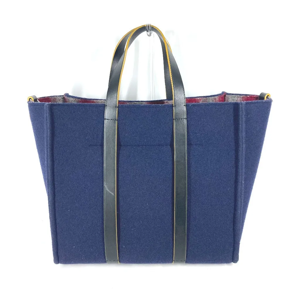 FENDI Tote Bag 7VA390 wool Navy Shoulder Tote mens Used