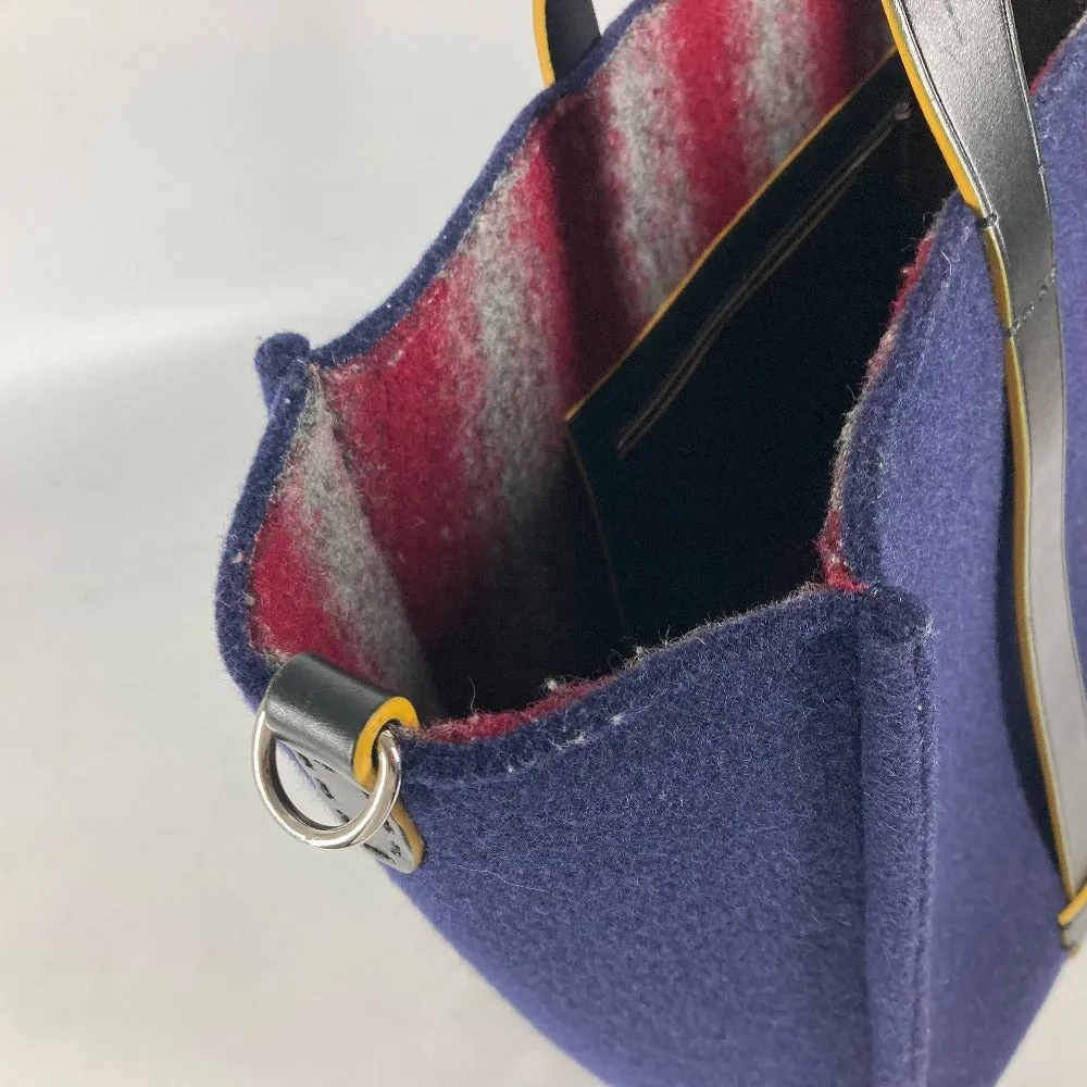FENDI Tote Bag 7VA390 wool Navy Shoulder Tote mens Used