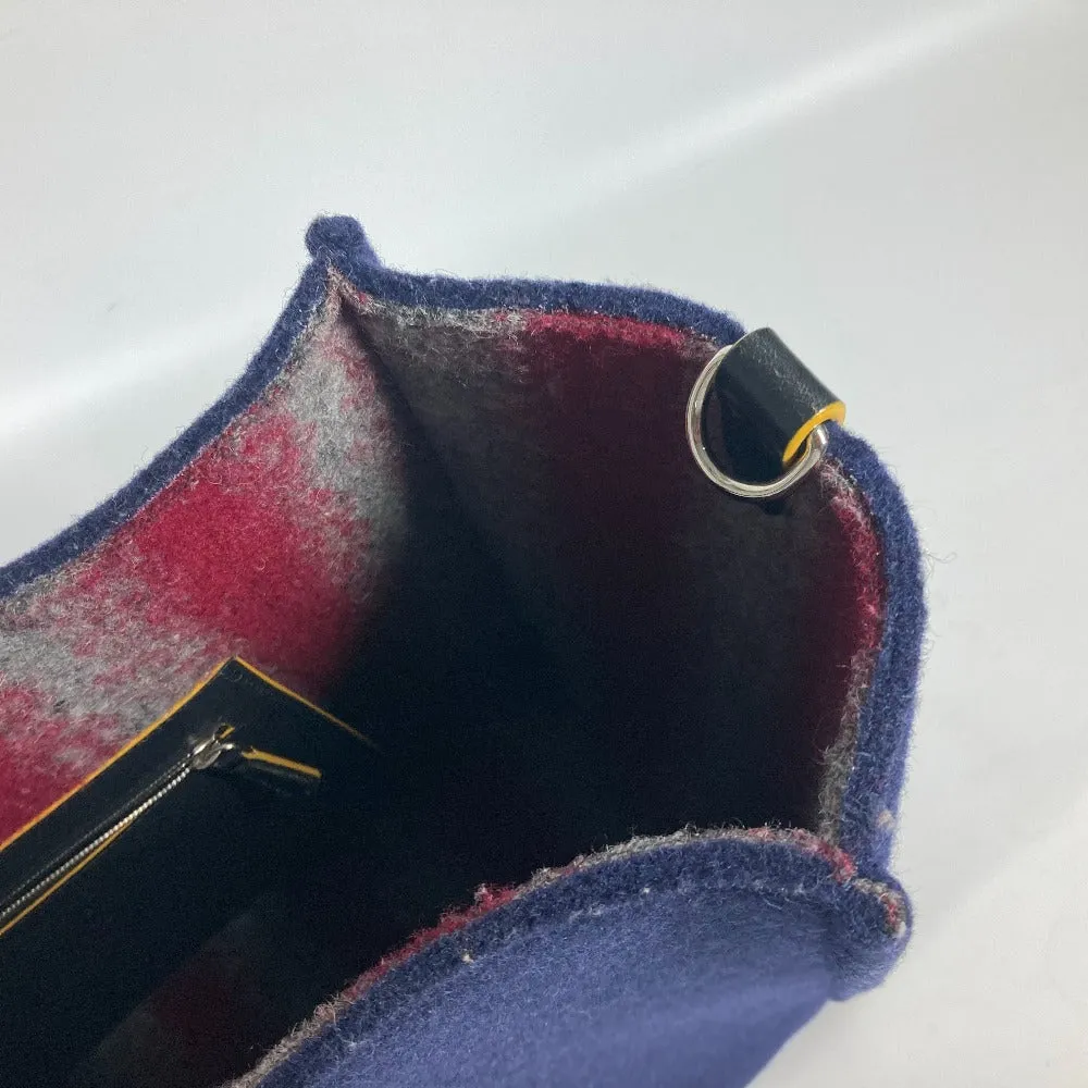 FENDI Tote Bag 7VA390 wool Navy Shoulder Tote mens Used