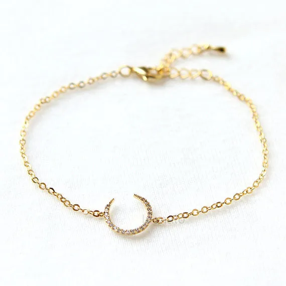 Gold CZ Crescent moon Bracelet