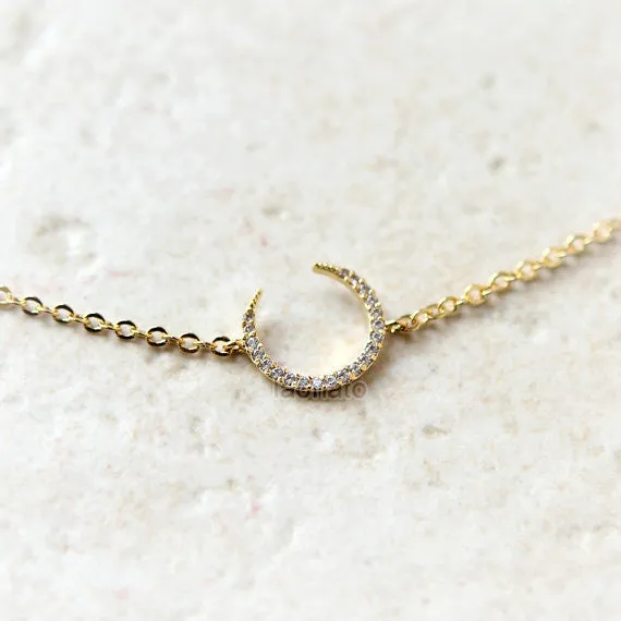 Gold CZ Crescent moon Bracelet