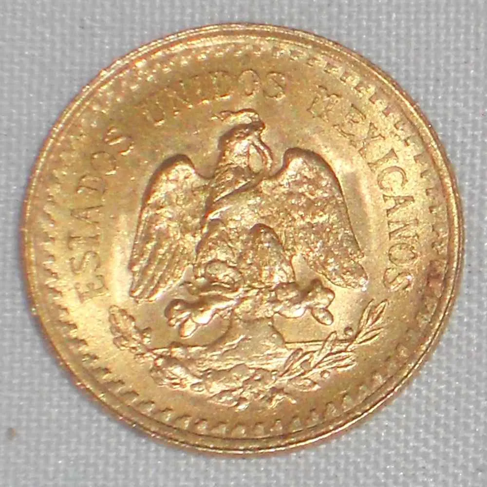 Lustrous 1945 Mexico Gold Coin Two and Half Pesos Miguel Hidalgo Mexico Arms AU 