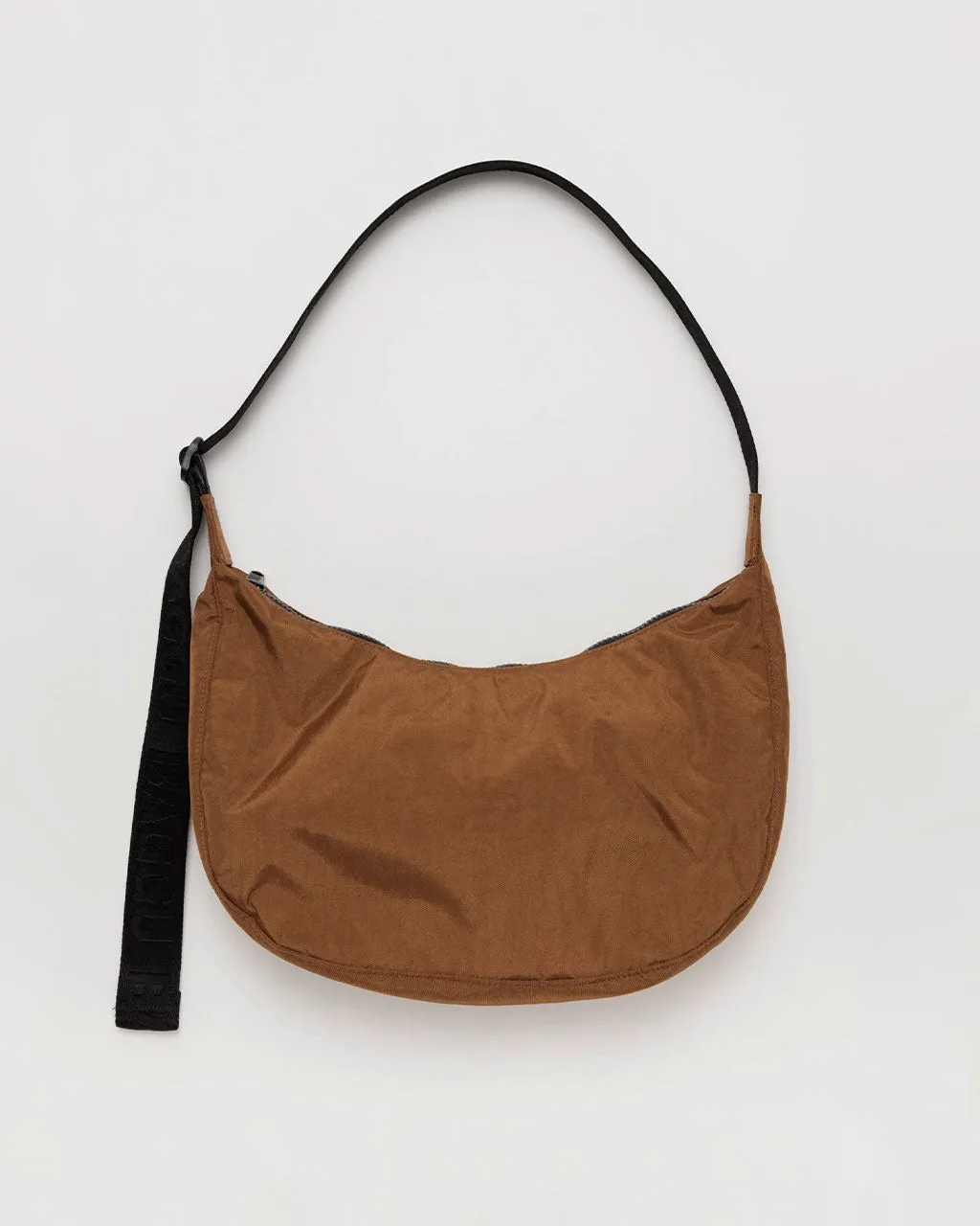 Medium Nylon Crescent Bag - Brown
