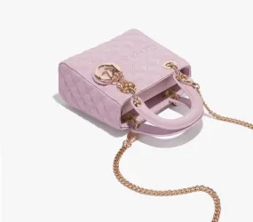 Official website Little C&K Pink Diamond Grid Daifei Bag for Girls' Birthday Gift 2024 New Light Luxury Handbag Crossbody Bag