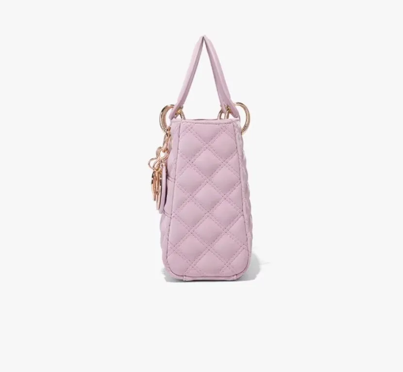 Official website Little C&K Pink Diamond Grid Daifei Bag for Girls' Birthday Gift 2024 New Light Luxury Handbag Crossbody Bag
