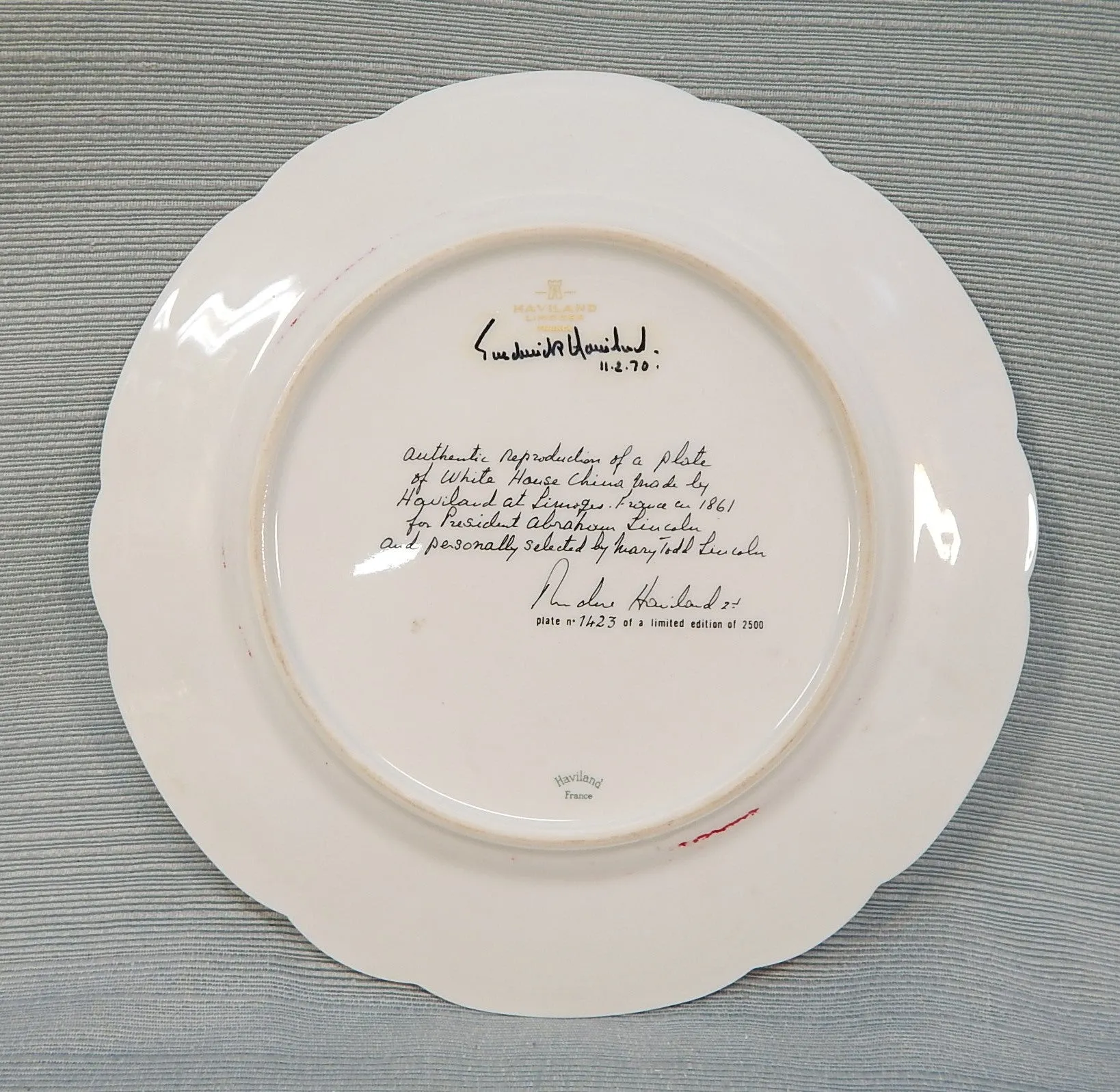 Reproduction Lincoln Dinner Plate by Haviland