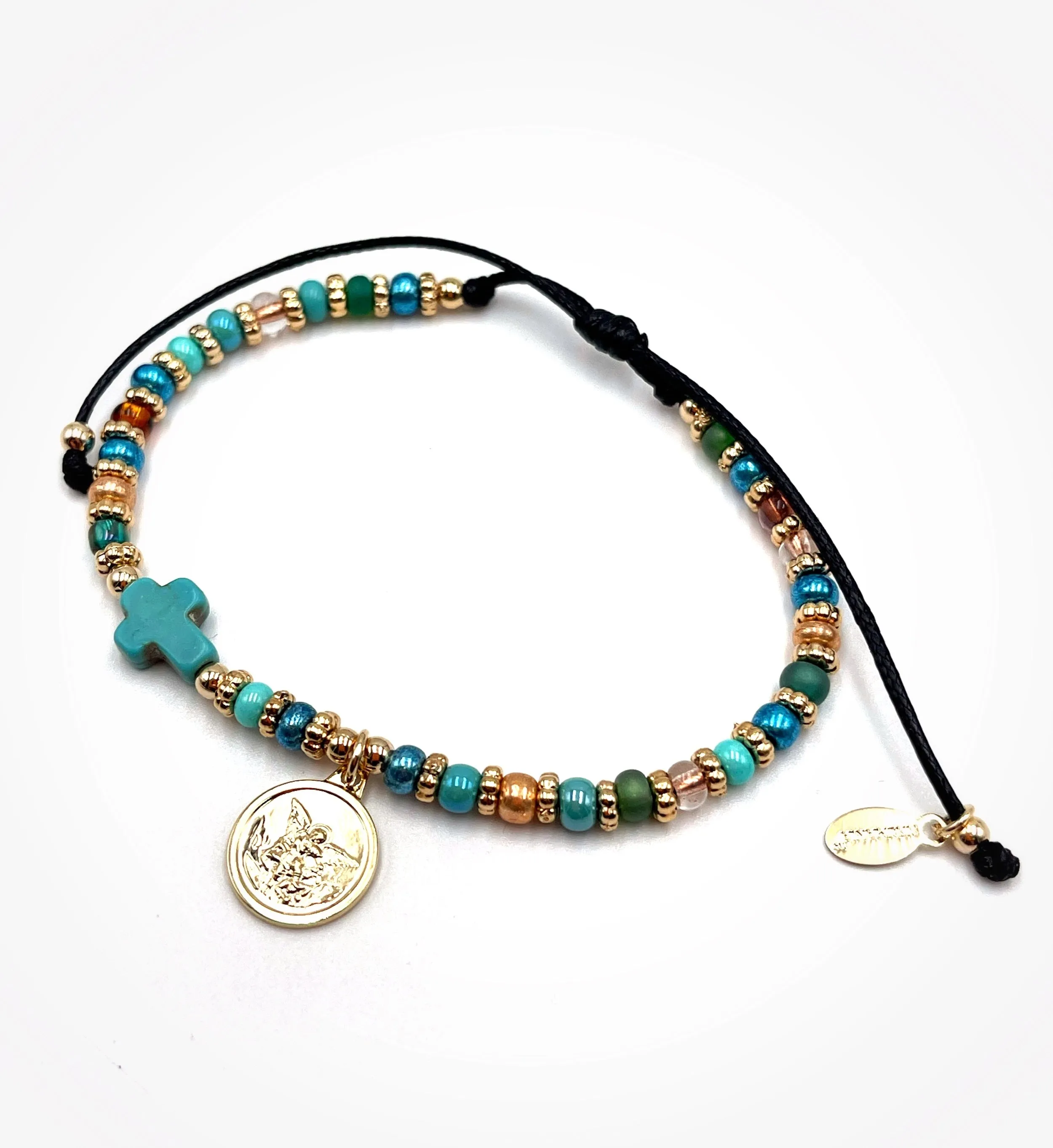Saint Michael The Archangel Glass Seed Beads Adjustable Bracelet for Women