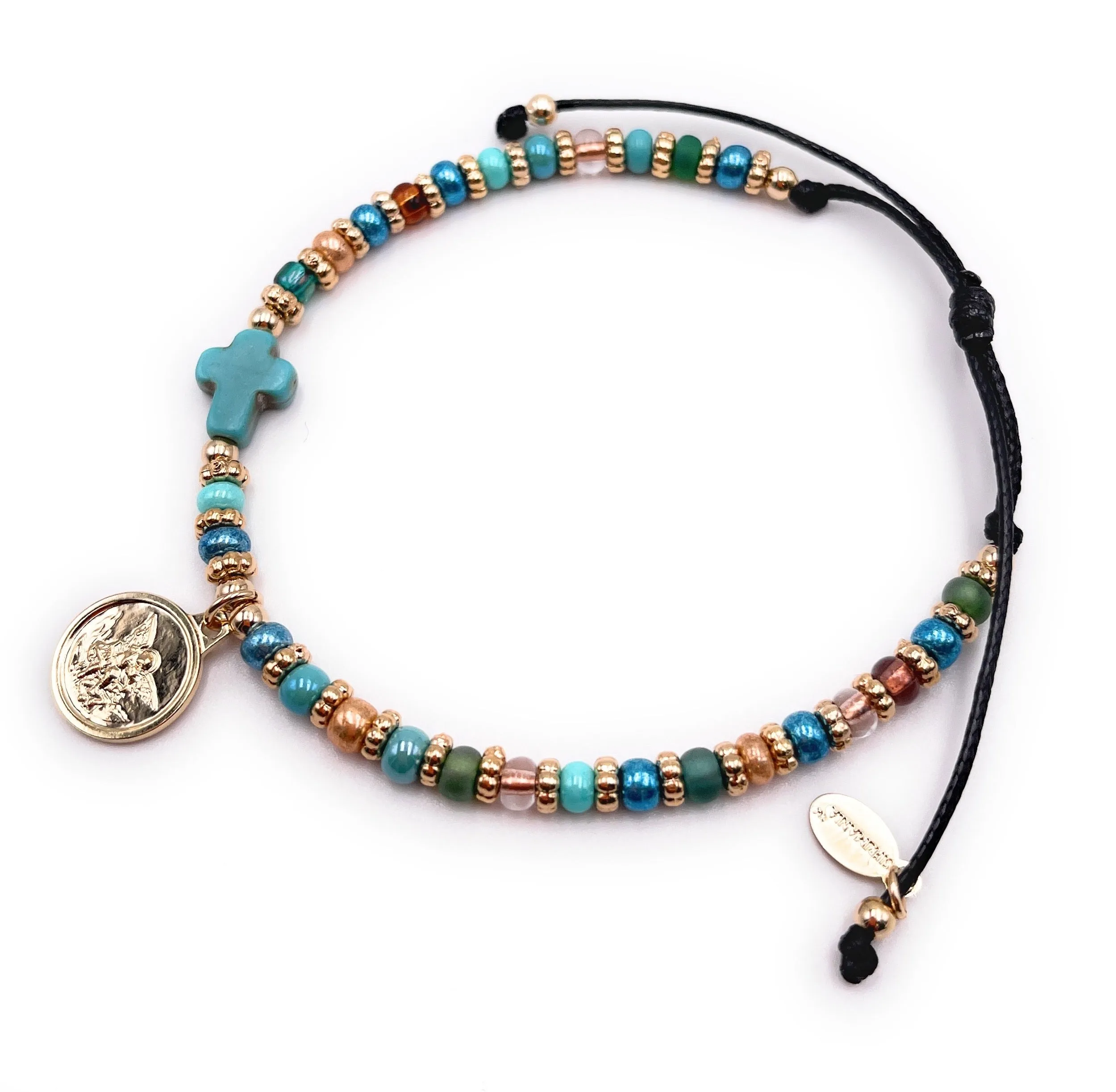 Saint Michael The Archangel Glass Seed Beads Adjustable Bracelet for Women
