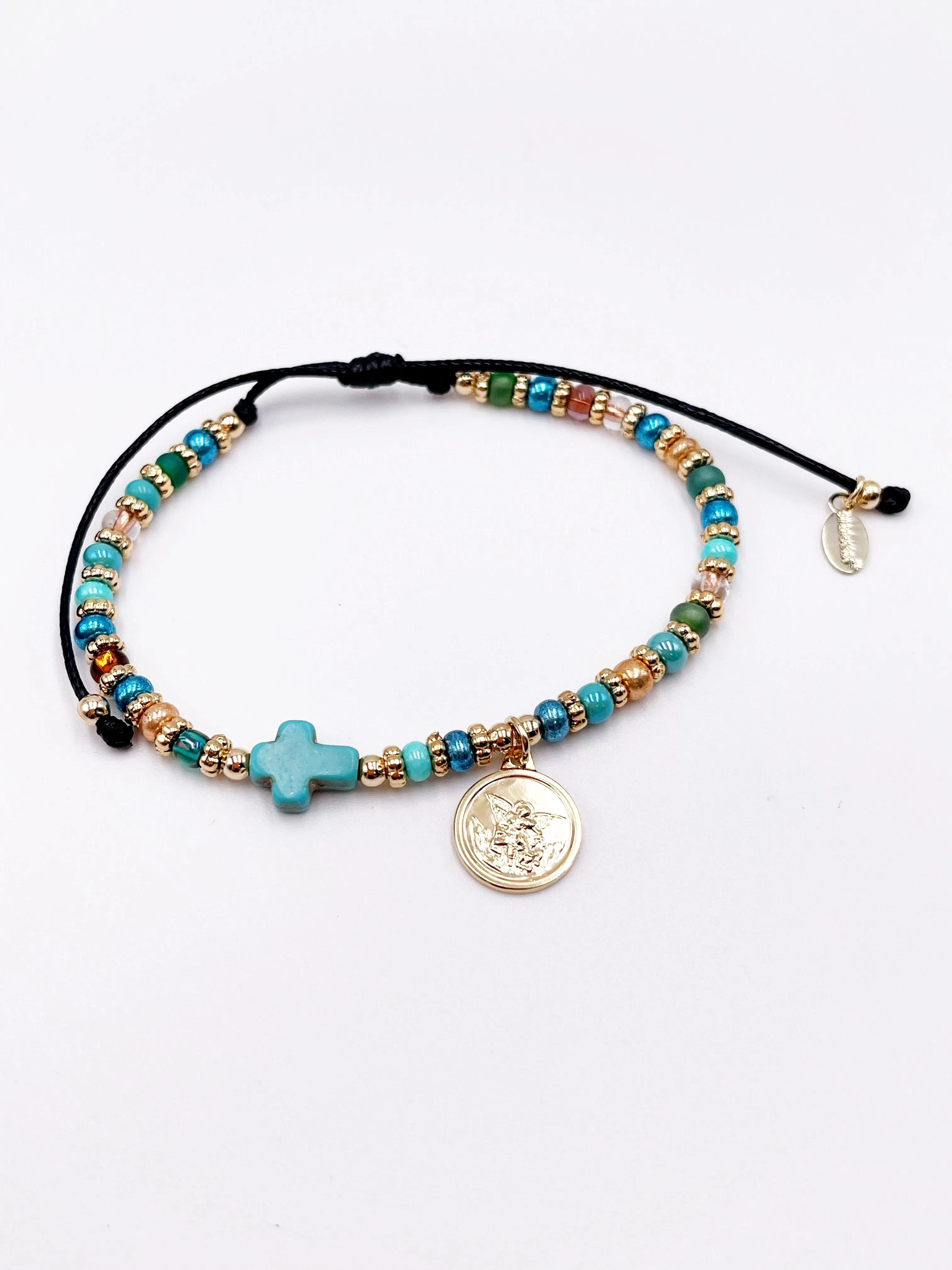 Saint Michael The Archangel Glass Seed Beads Adjustable Bracelet for Women