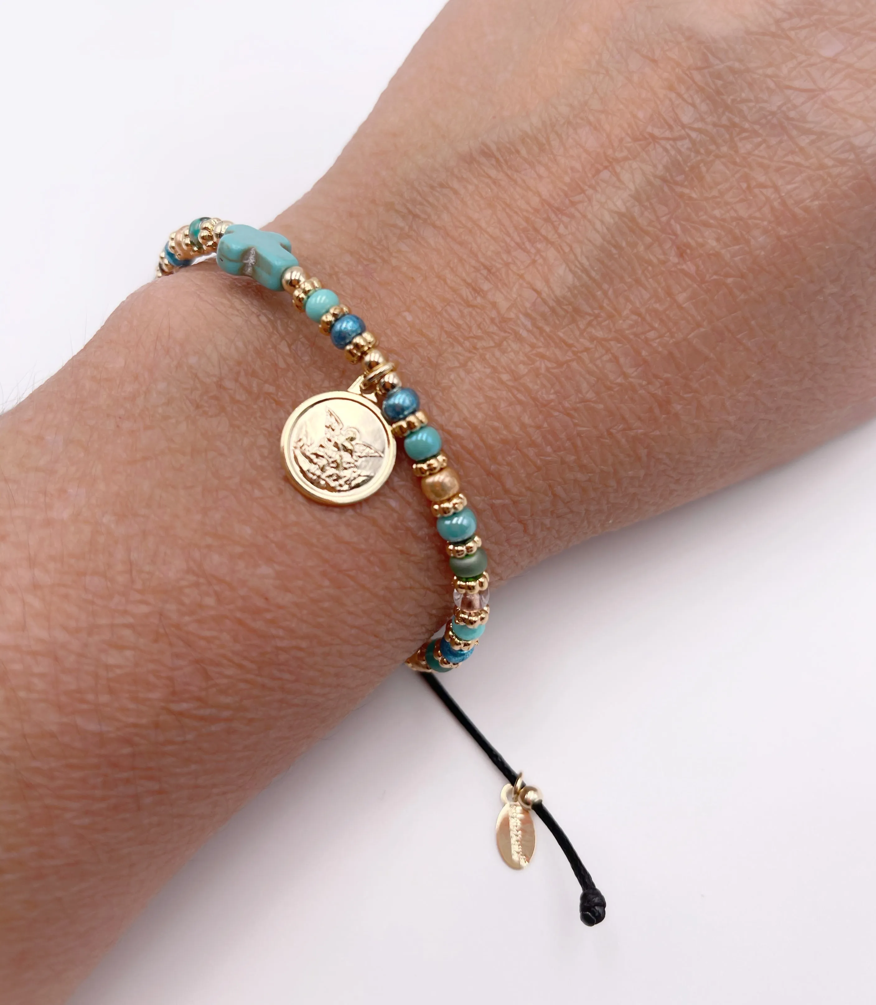 Saint Michael The Archangel Glass Seed Beads Adjustable Bracelet for Women
