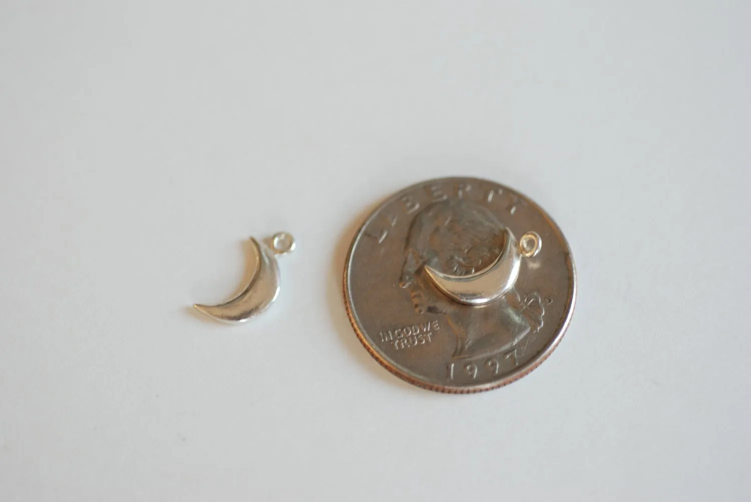 Sterling Silver Wholesale Crescent Moon- 2 pcs Small Silver crescent moon, sterling silver moon, Silver or Gold Half moon charms, 24