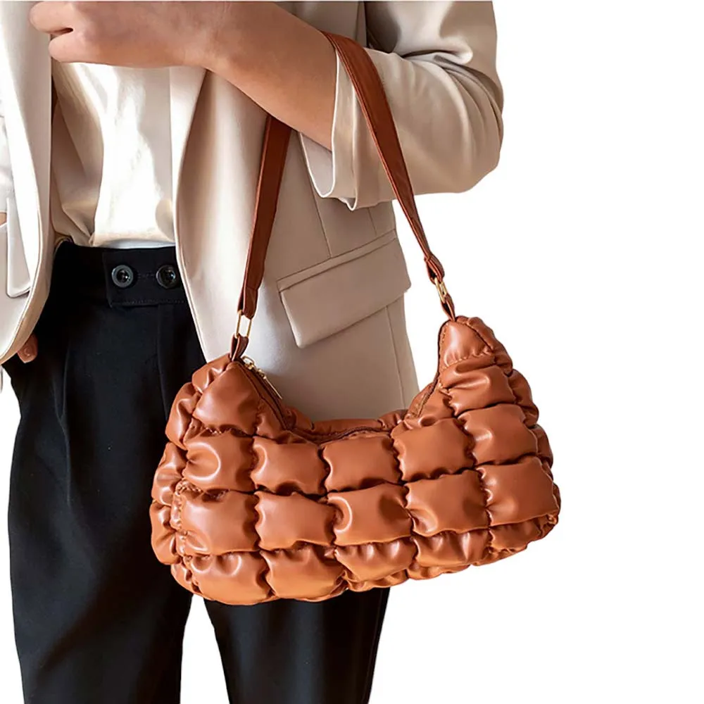 Trendy Quilted Puffer Tote Shoulder Bag